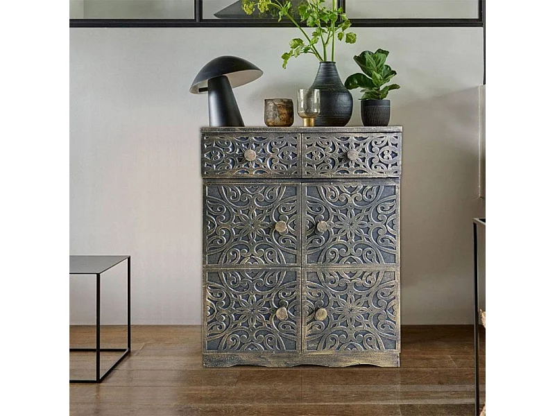 Set de 4 décorations de sapin de Noël Molard Pin massif Naturel et Rouge