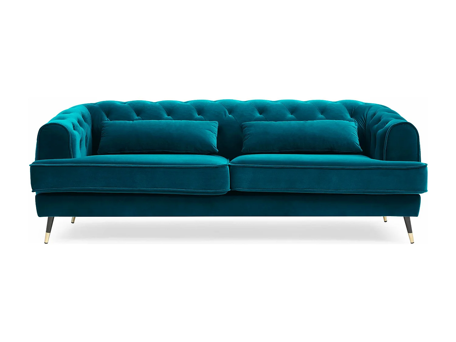 Canapé capitonné 3 places style boudoir Glams Velours Bleu canard