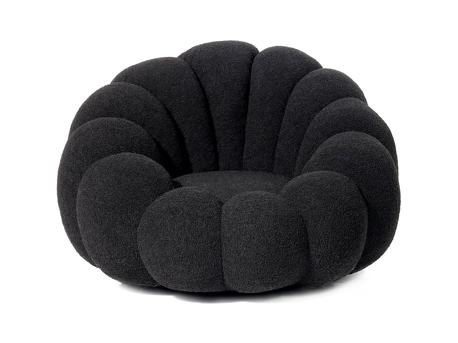 Fauteuil design coquillage Arielina Tissu bouclette Noir