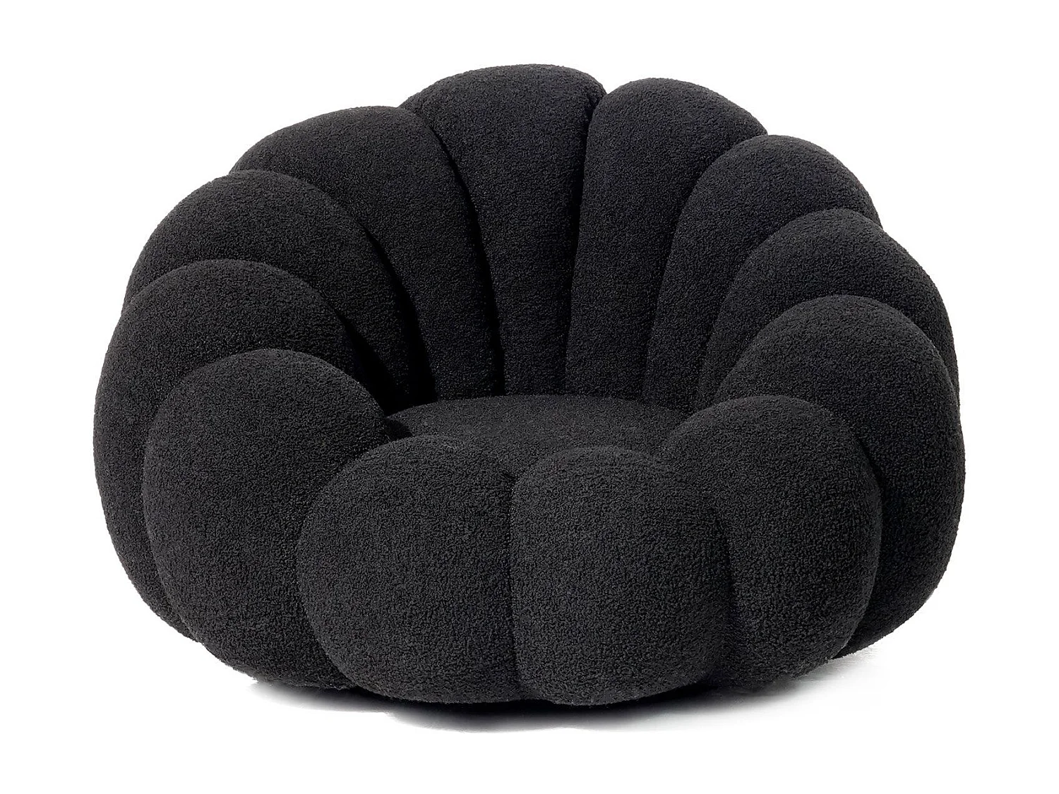 Fauteuil design coquillage Arielina Tissu bouclette Noir