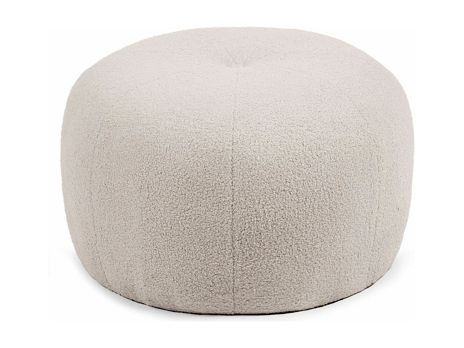 Pouf rond style cocooning Ø55cm Kapilou Tissu bouclette Beige