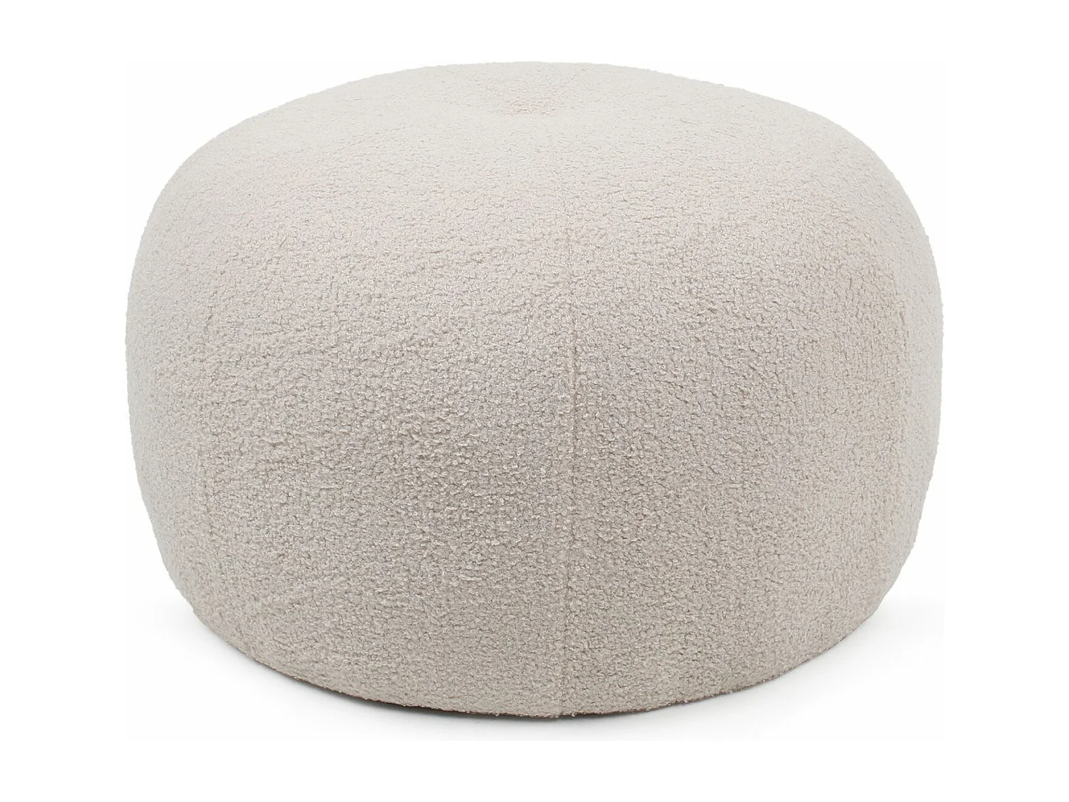 Pouf rond style cocooning Ø55cm Kapilou Tissu bouclette Beige