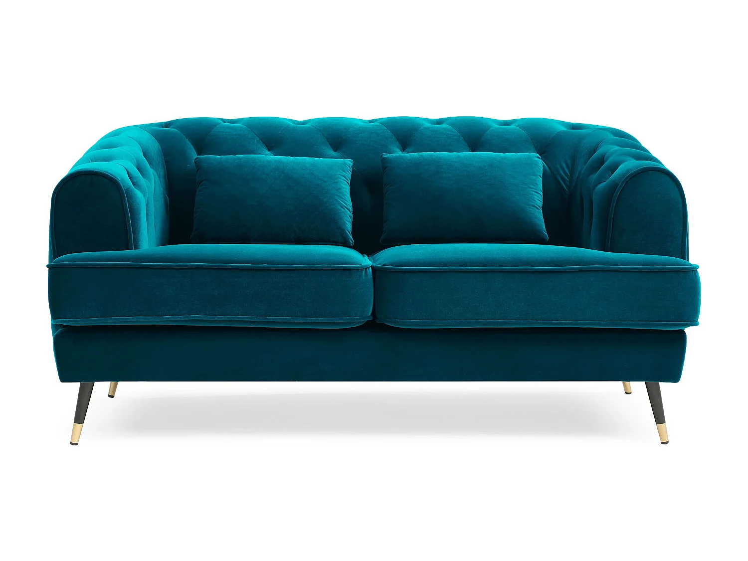 Canapé capitonné 2 places style boudoir Glams Velours Bleu canard