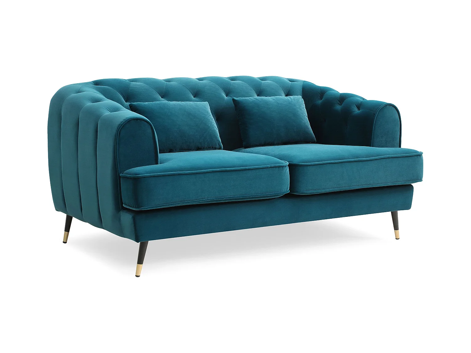 Divano imbottito 2 posti stile boudoir Glams Velvet Blue Duck