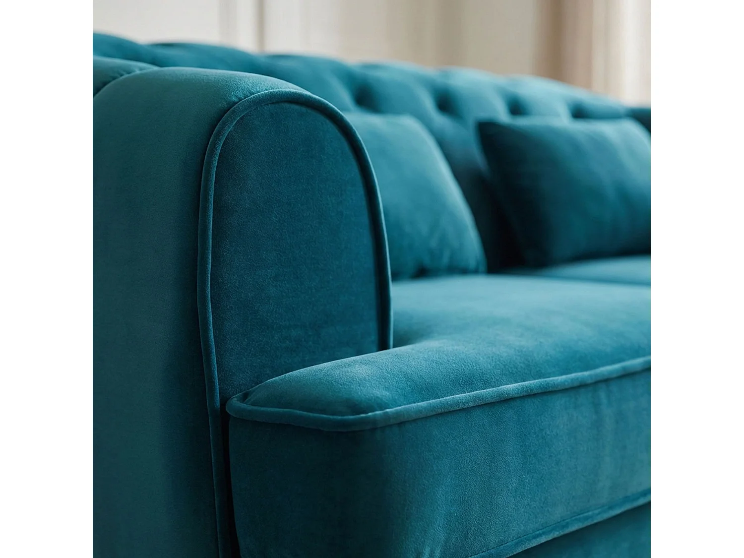Samtsofa Blau Ente 2-Sitzer im Boudoir-Glamour-Stil