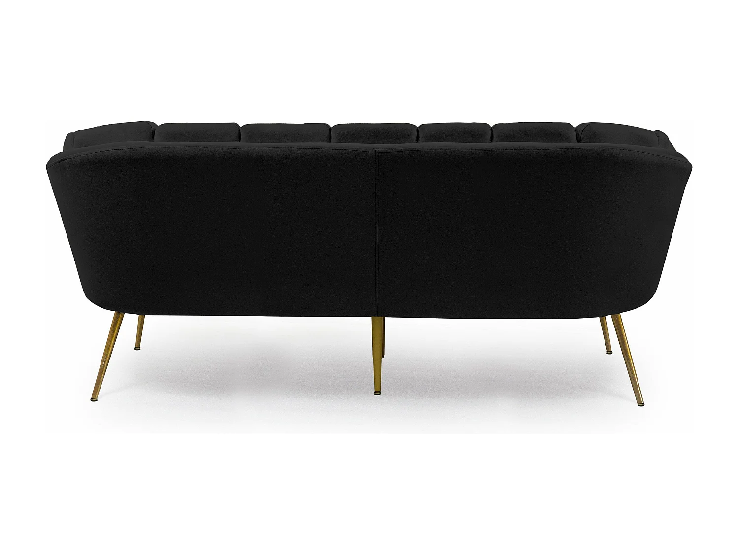 Moderne Schwarzer Samt 3-Sitzer Muschelsofa Brenda Goldene Beine