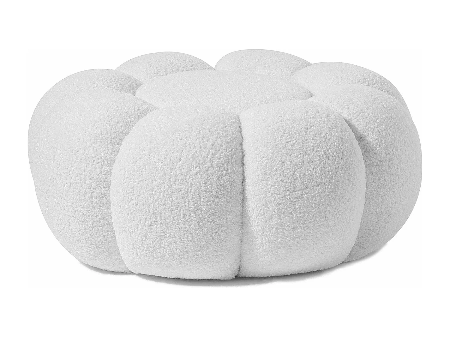 Design-Pouf Blumenform Arielina Bouclé-Stoff Weiß Bequem und elegant für ein modernes Interieur