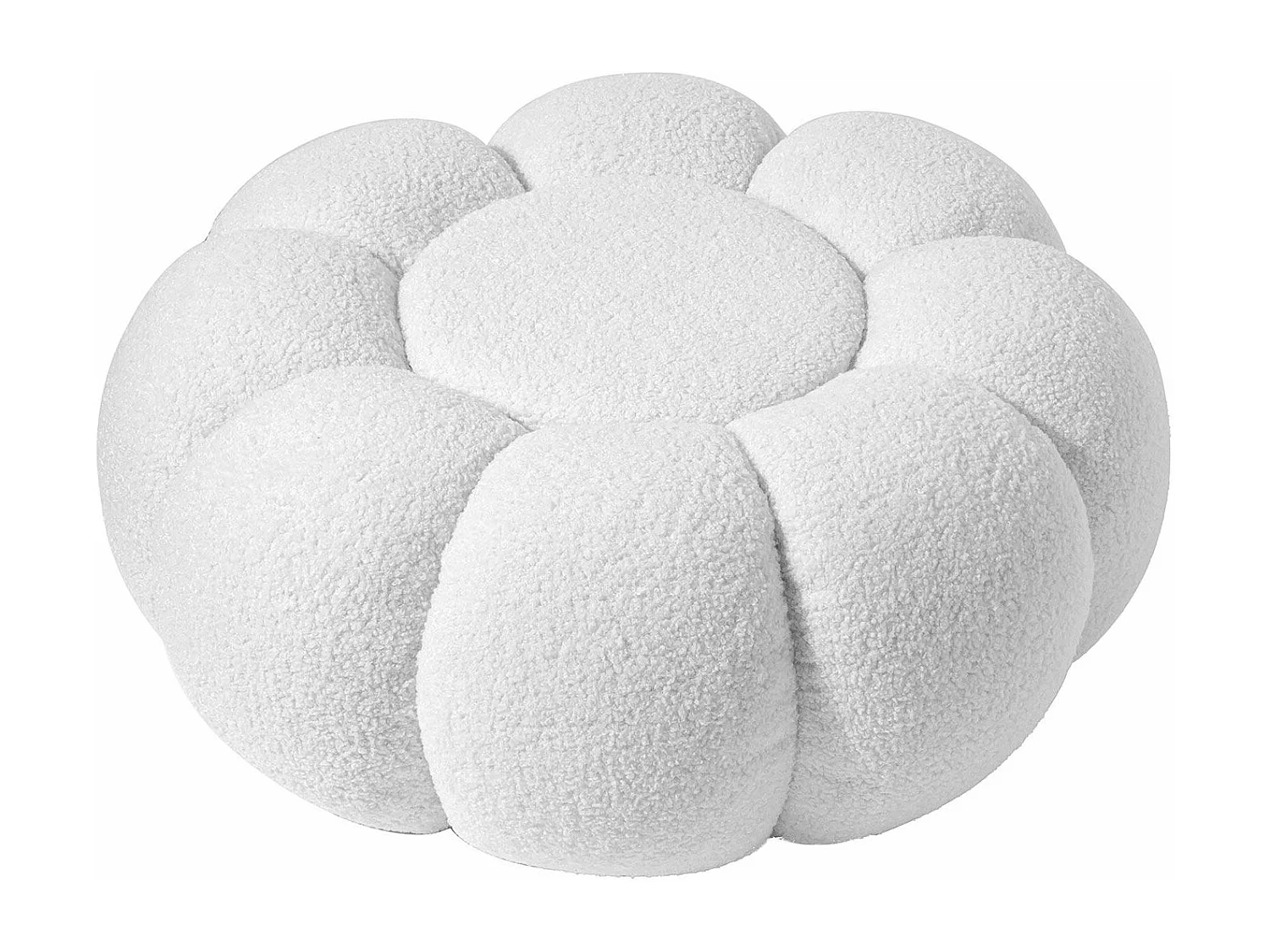 Design-Pouf Blumenform Arielina Bouclé-Stoff Weiß Bequem und elegant für ein modernes Interieur