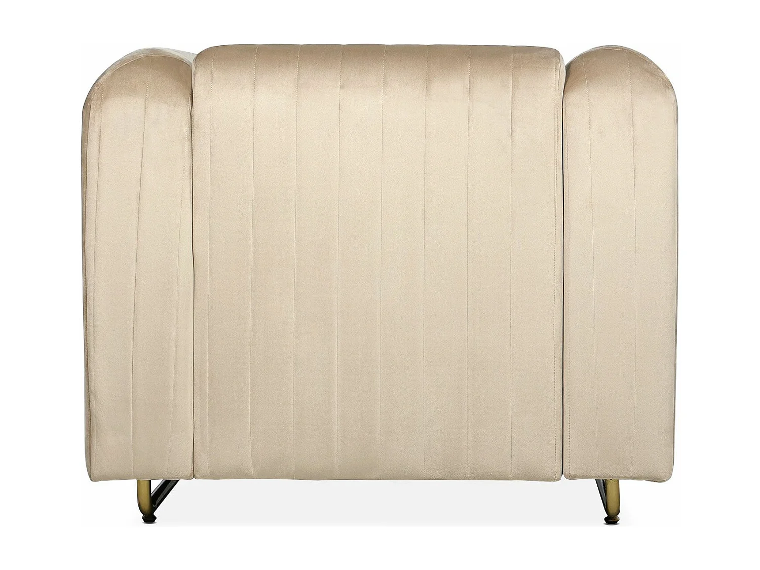 Fauteuil art déco Edward cadre en métal doré et Velours Taupe clair