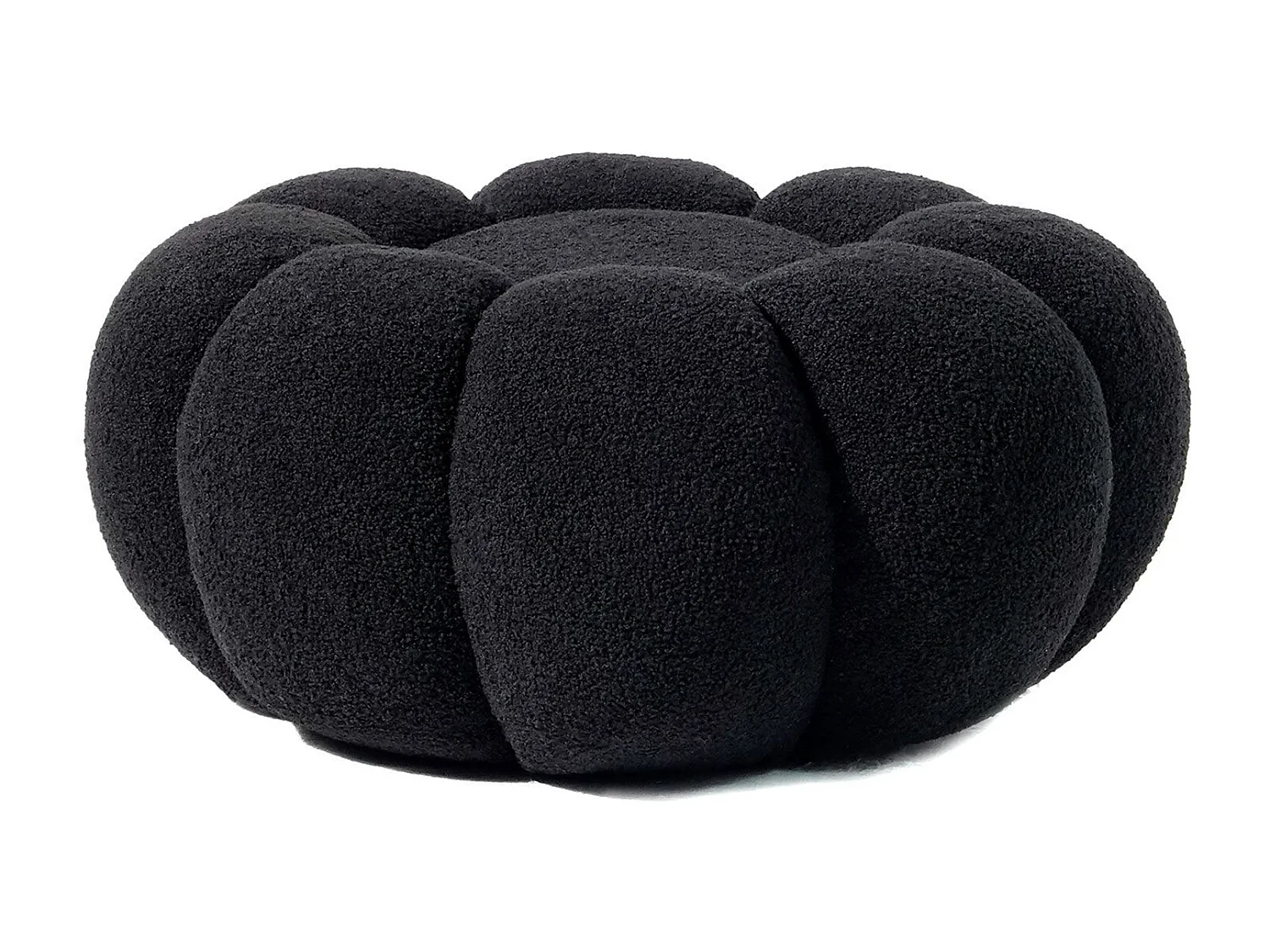 Pouf design fleur Arielina Tissu bouclette Noir