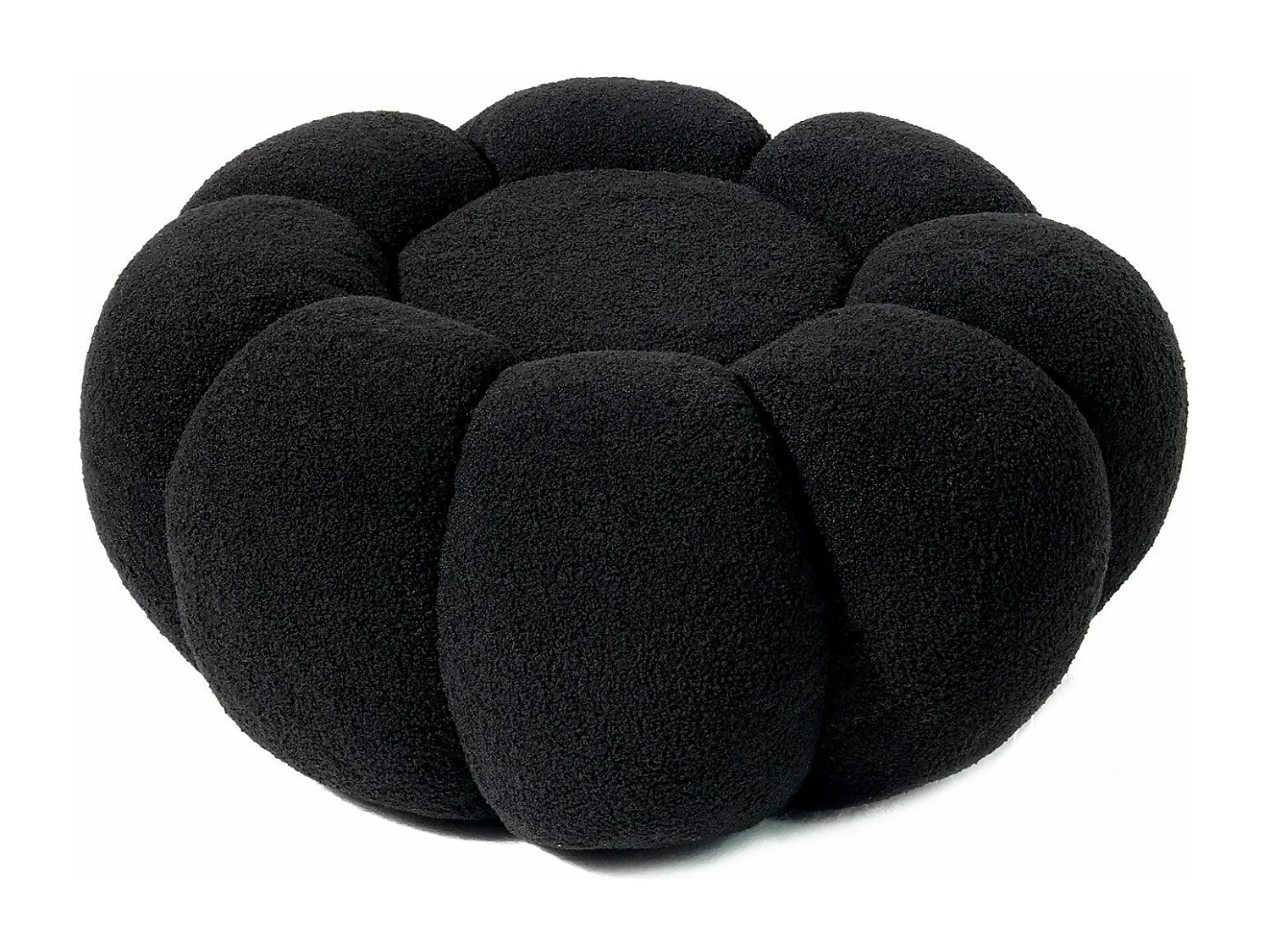 Pouf design fleur Arielina Tissu bouclette Noir