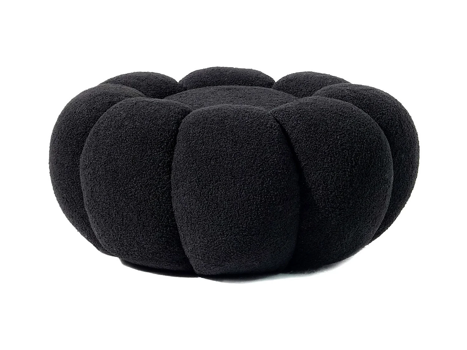 Pouf a fiori Arielina Tessuto bouclette nero