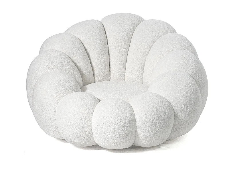 Fauteuil design coquillage Arielina Tissu bouclette Blanc