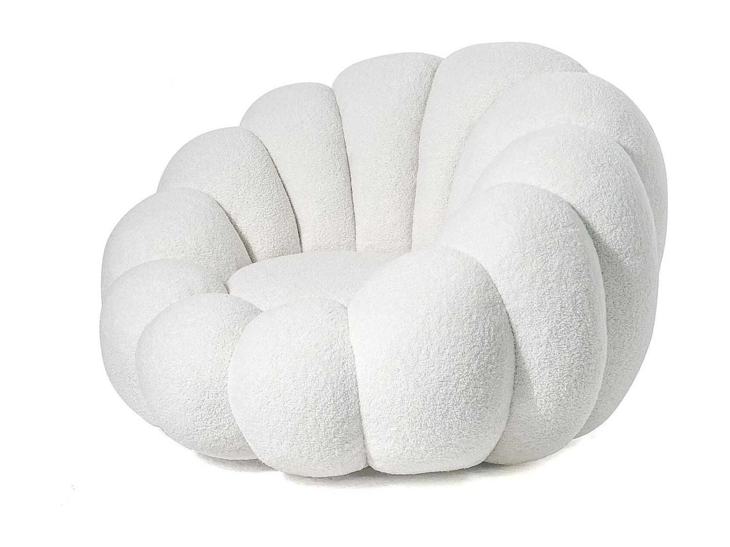 Fauteuil design coquillage Arielina Tissu bouclette Blanc