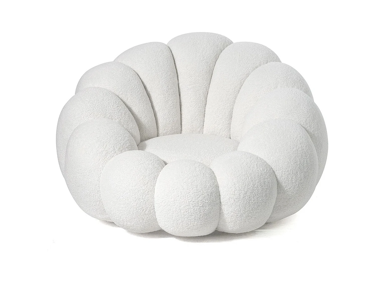 Fauteuil design coquillage Arielina Tissu bouclette Blanc