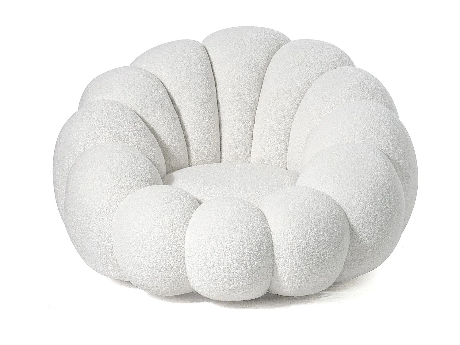 Fauteuil design coquillage Arielina Tissu bouclette Blanc