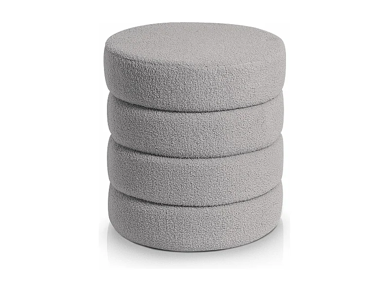 Pouf cylindrique Bobino Tissu bouclette Gris