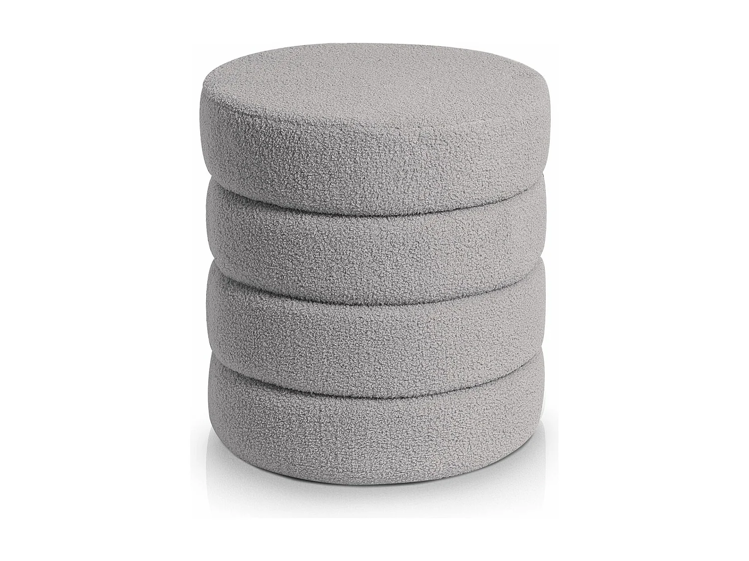 Pouf cylindrique Bobino Tissu bouclette Gris