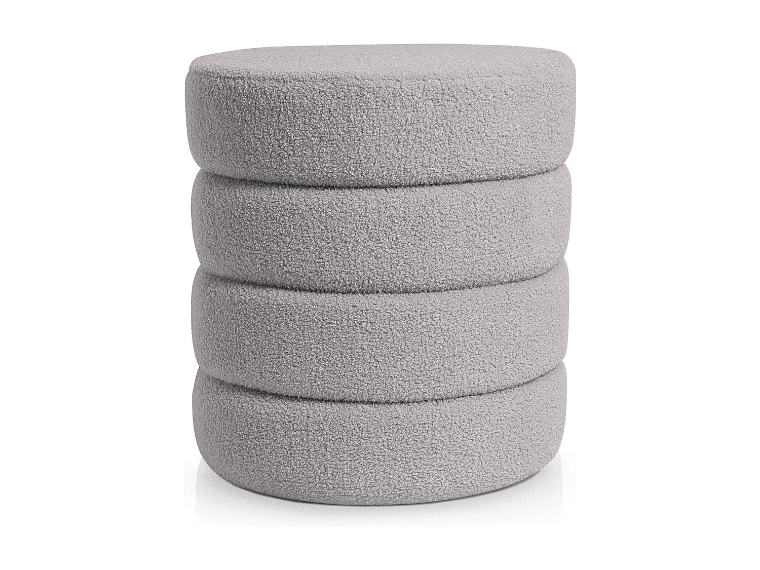 Pouf cylindrique Bobino Tissu bouclette Gris