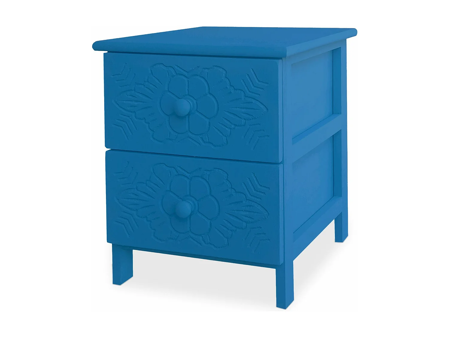 Table de chevet sculptée style marocain Chevignon L36cm Bois Bleu