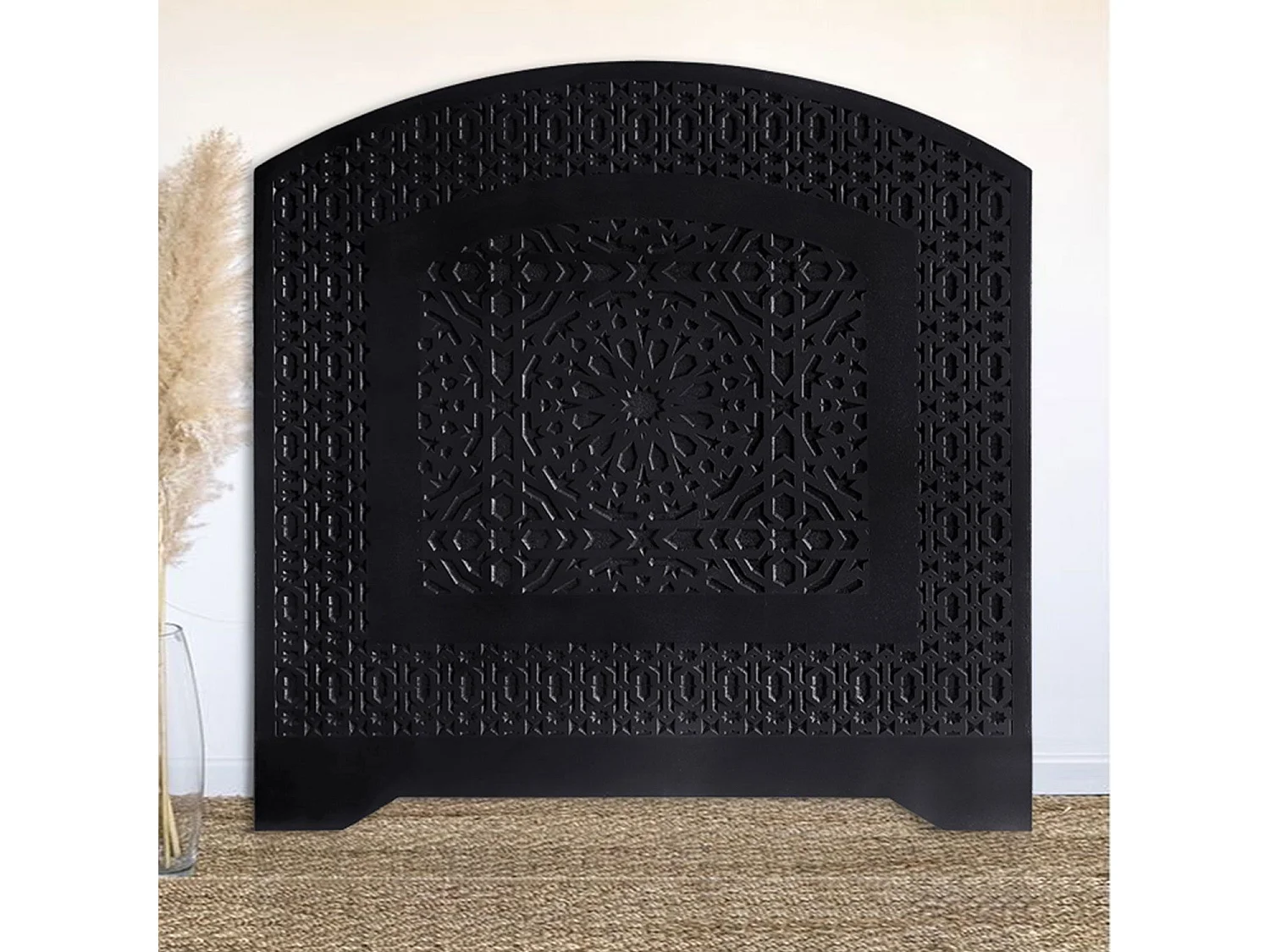 Tête de lit style oriental bois sculpté Agraba 120cm Noir