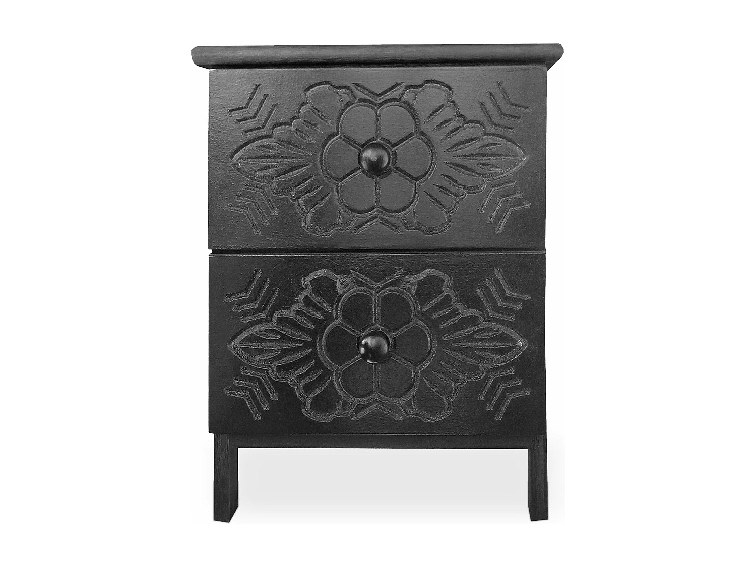 Table de chevet sculptée style marocain Chevignon L36cm Bois Noir