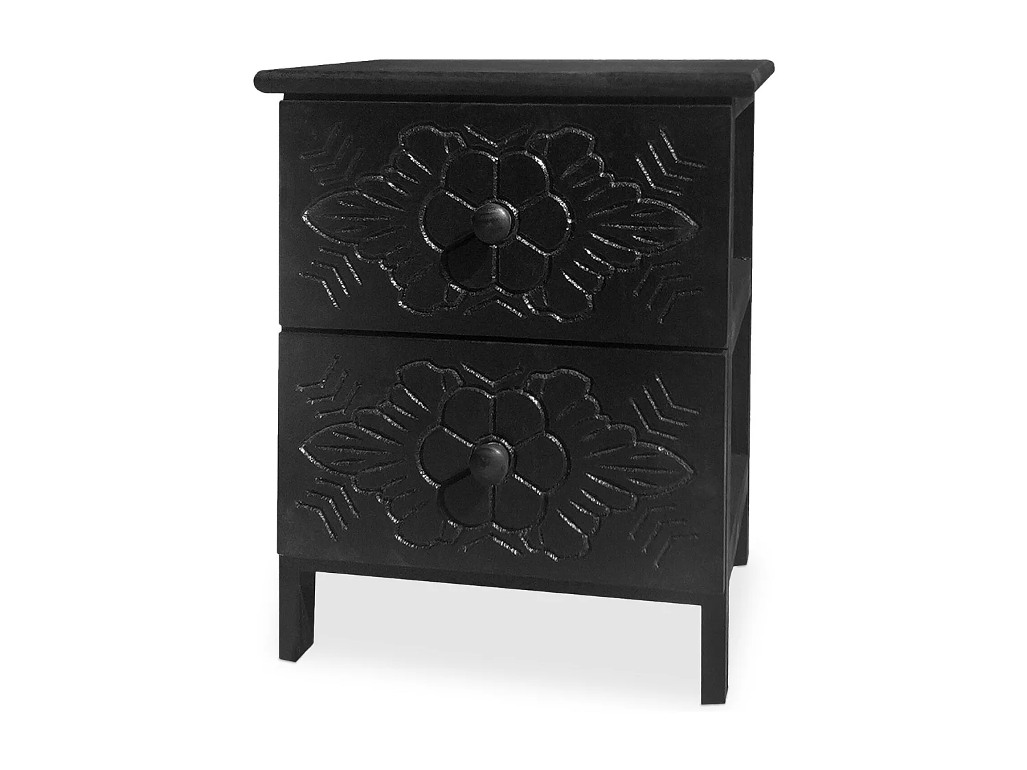 Table de chevet sculptée style marocain Chevignon L36cm Bois Noir