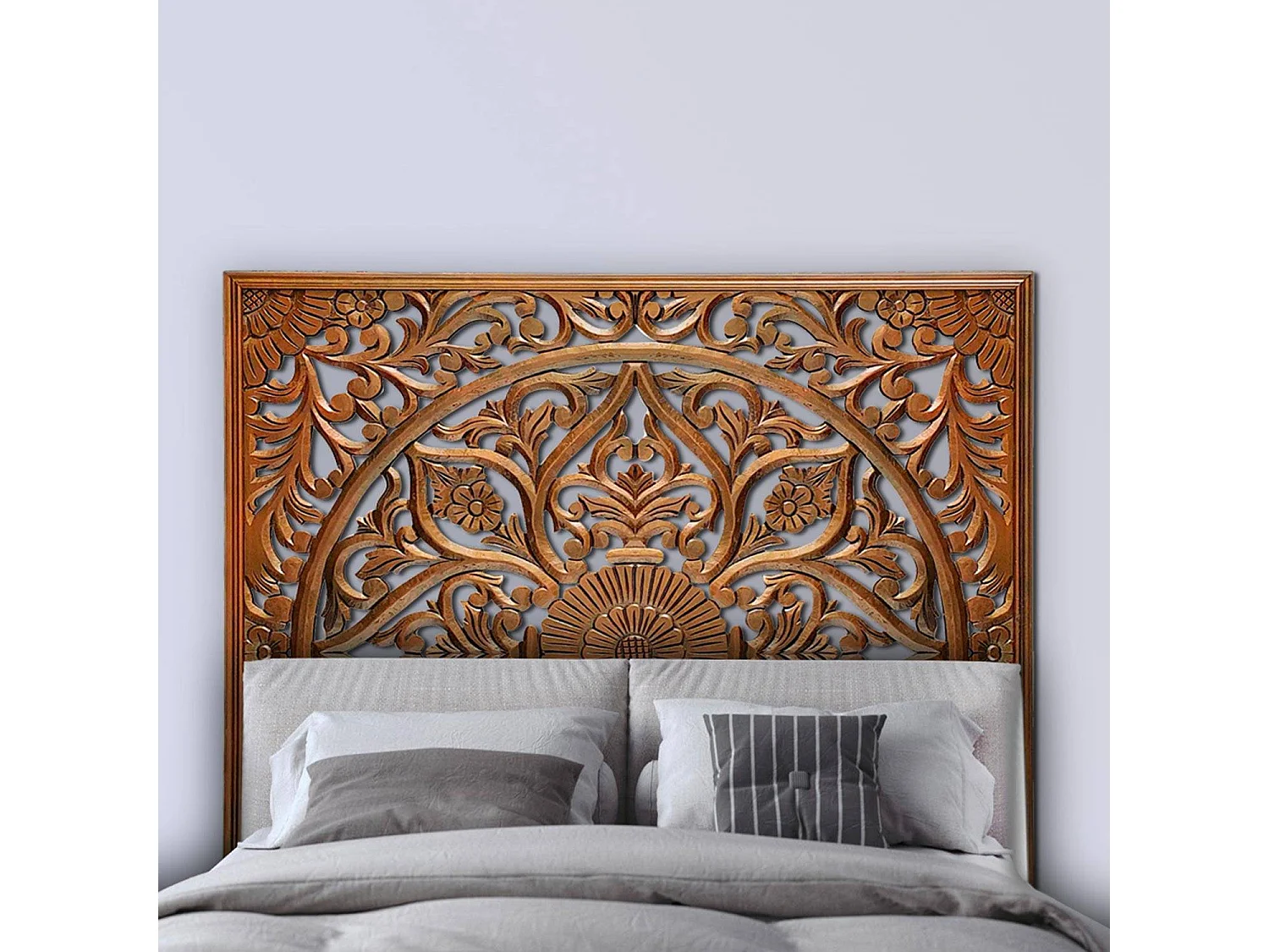 Tête de lit Menara 160cm Bois sculpté Cuivre