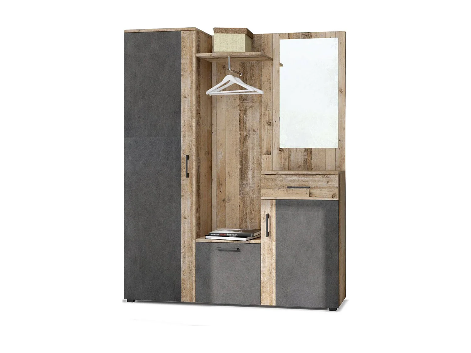 Meuble d'Entrée Vestiaire "Industriel" 184cm Gris