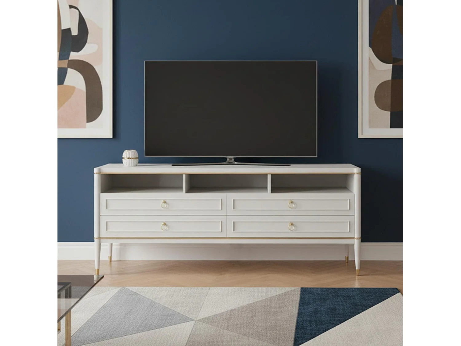 Meuble TV 4 Tiroirs "Marinela" 150cm Naturel