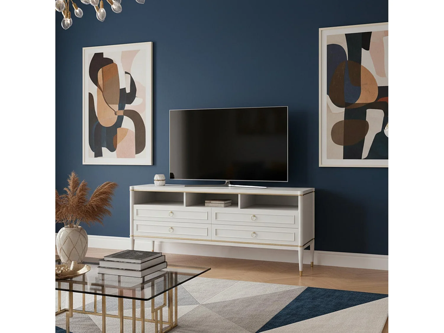 Meuble TV 4 Tiroirs "Marinela" 150cm Naturel