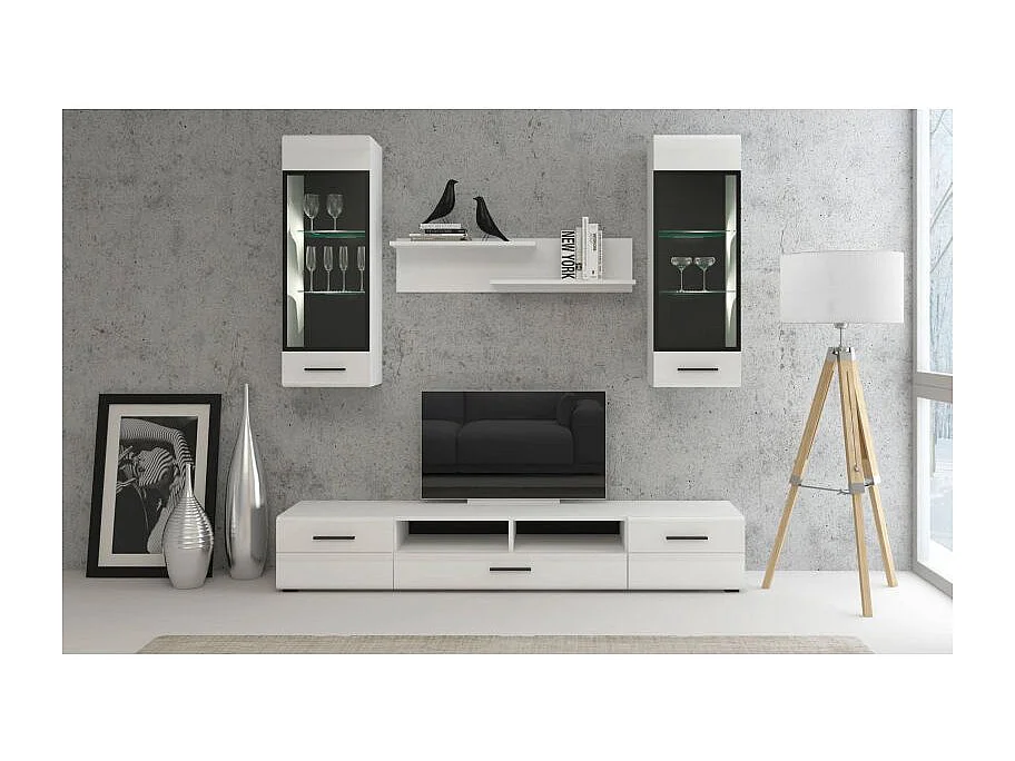 Meuble TV 2 Portes "Bianca" 200cm Blanc