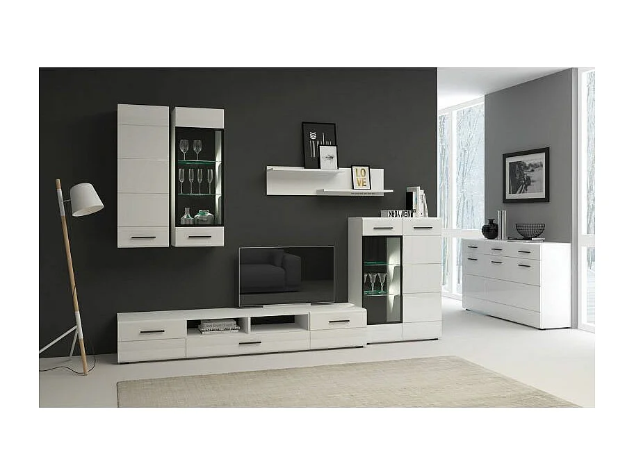 Meuble TV 2 Portes "Bianca" 200cm Blanc