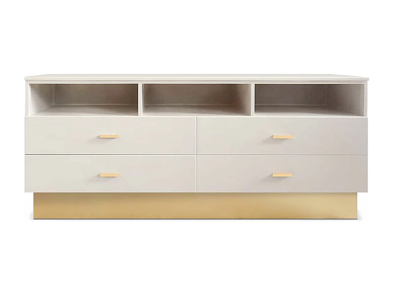 Meuble TV 4 Tiroirs Design "Tazea" 150cm Taupe