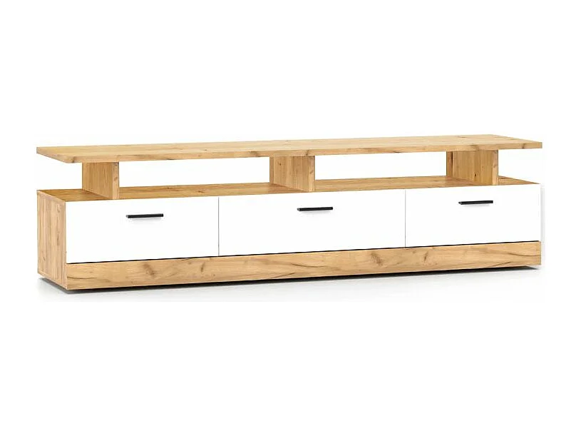 Meuble TV 3 Tiroirs "Dolores" 165cm Chêne & Blanc