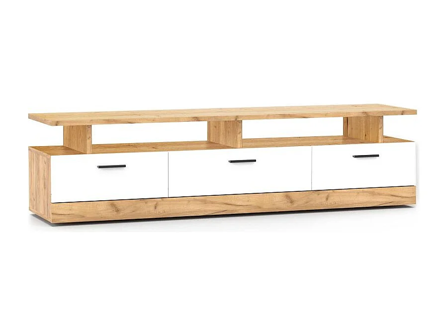 Meuble TV 3 Tiroirs "Dolores" 165cm Chêne & Blanc