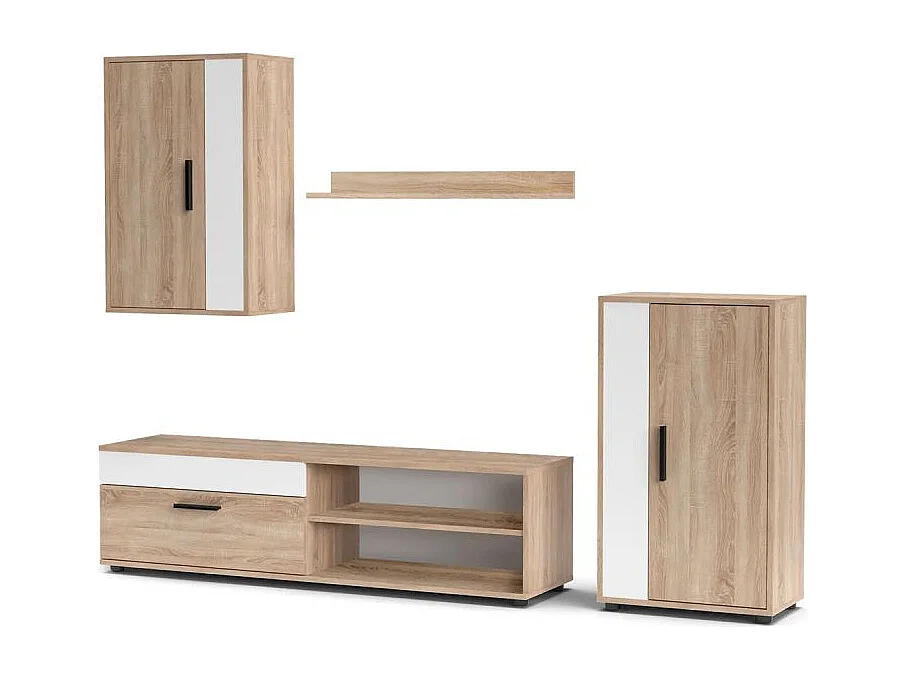 Ensemble Meuble TV "Dirk" 204cm Chêne & Blanc