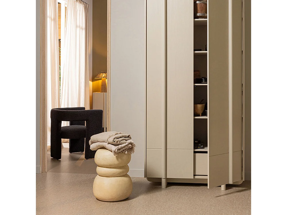 Yvo - Table d'appoint en fibres d'argile ø33cm - Naturel