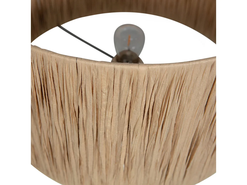 Pointed - Lampe à poser en métal et raphia - Naturel