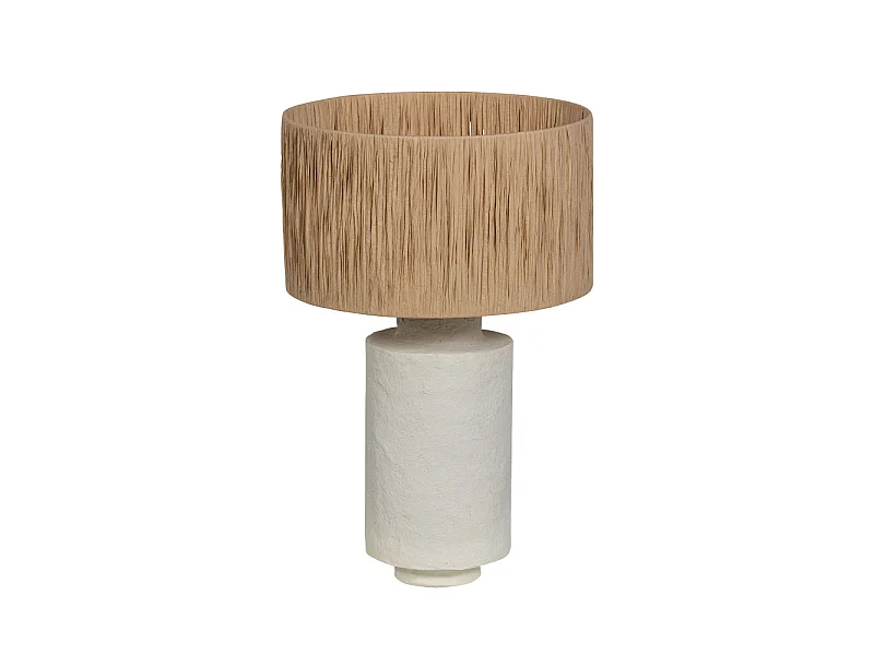 Pointed - Lampe à poser en métal et raphia - Naturel