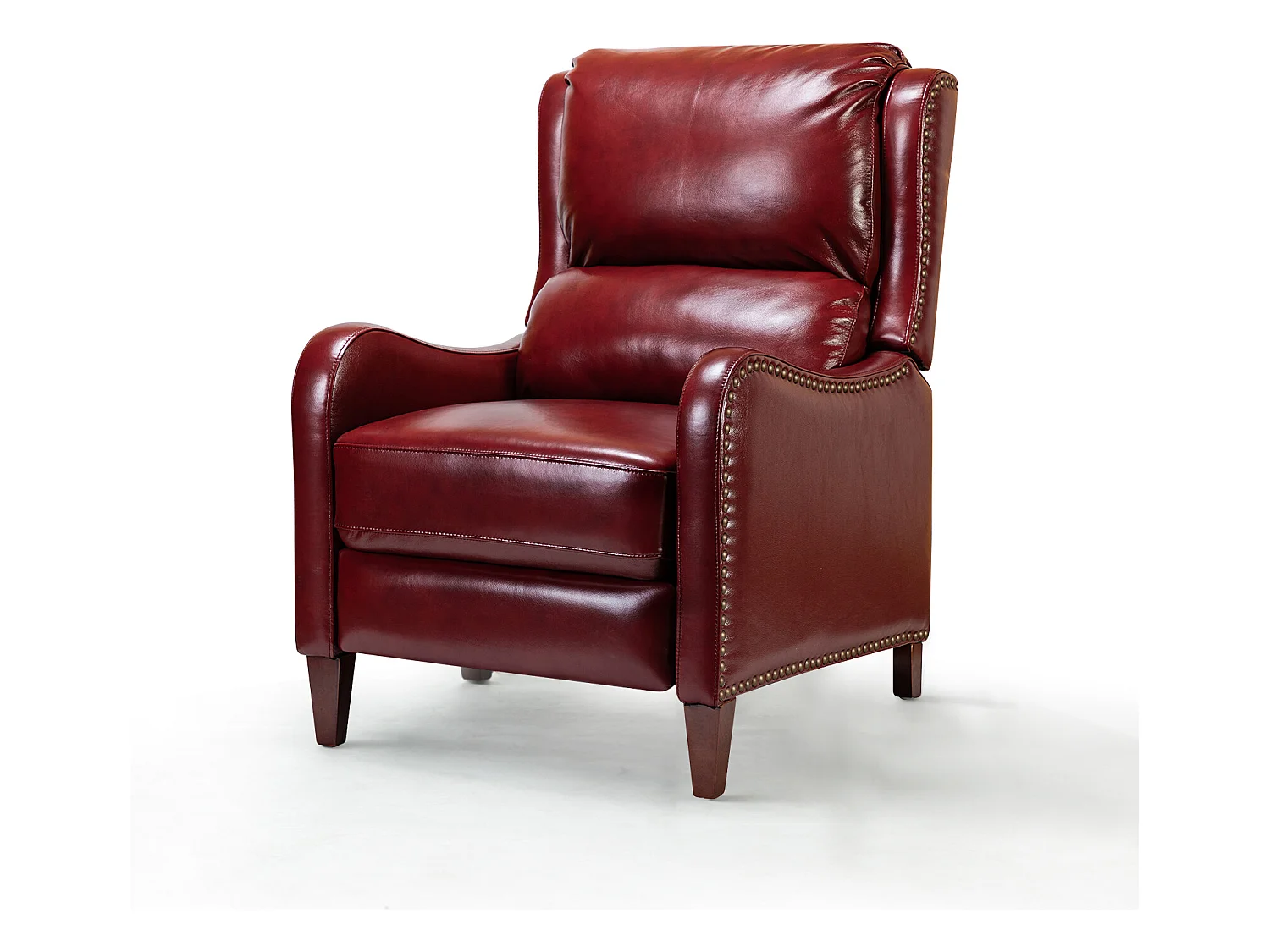Fauteuil Relax en Cuir Véritable Simple Moderne avec Dossier & Repose-Pieds Réglables pour Salon-Bordeaux
