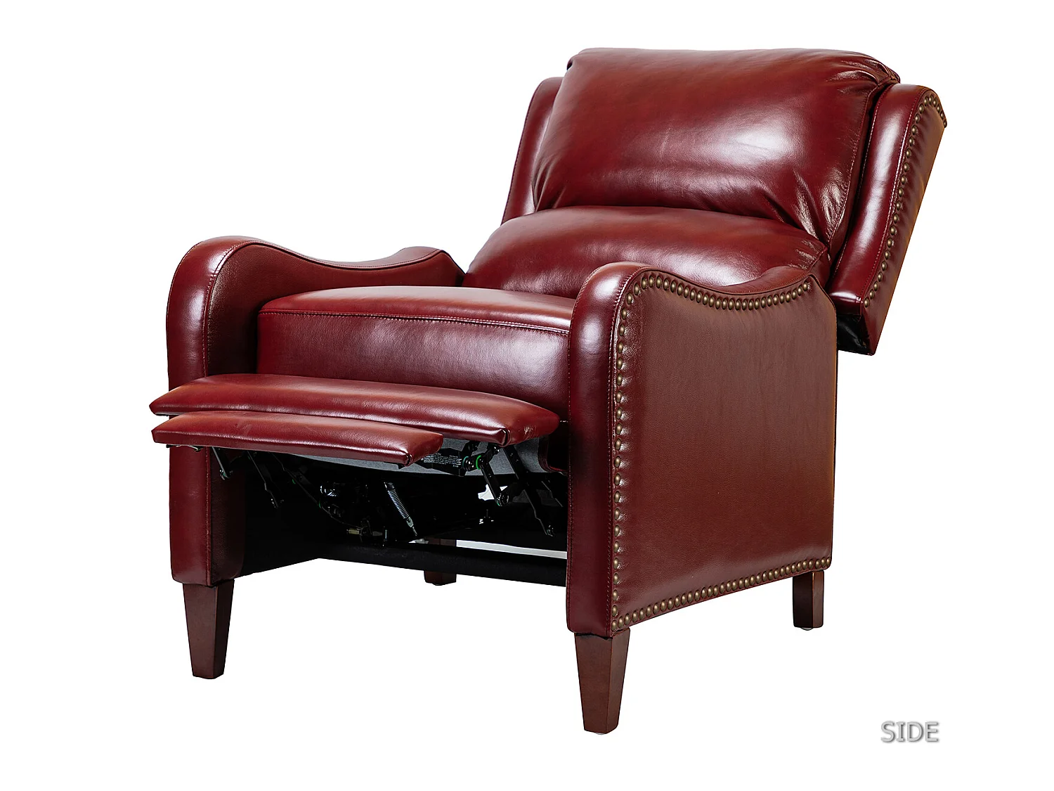 Fauteuil Relax en Cuir Véritable Simple Moderne avec Dossier & Repose-Pieds Réglables pour Salon-Bordeaux