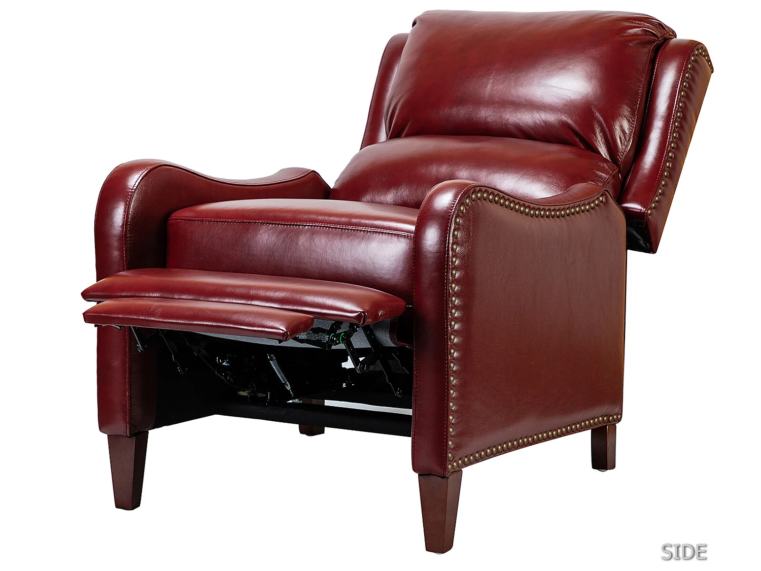 Fauteuil Relax en Cuir Véritable Simple Moderne avec Dossier & Repose-Pieds Réglables pour Salon-Bordeaux