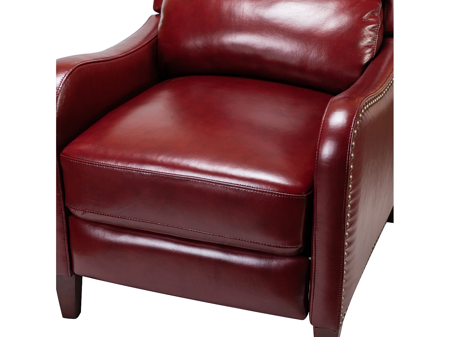 Fauteuil Relax en Cuir Véritable Simple Moderne avec Dossier & Repose-Pieds Réglables pour Salon-Bordeaux