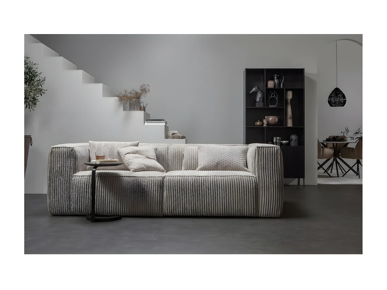 BEAN - Canapé 4 places velours gris perle