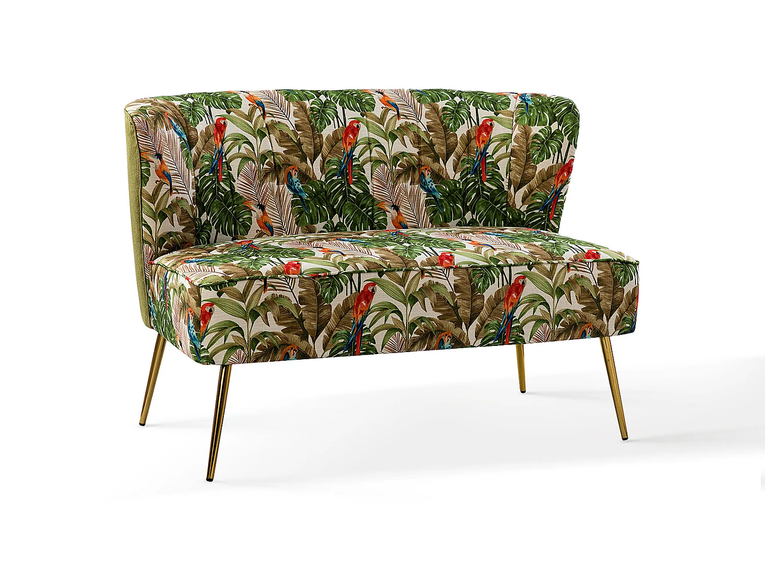 Banquette de Salon, Canapé 2 Places sans Accoudoir Confortable et Rembourré avec Pieds en Métal-VERT