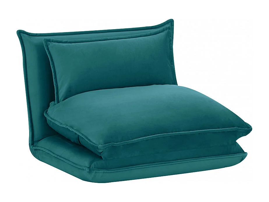 Nala - Chauffeuse convertible 1 place en velours - Bleu canard
