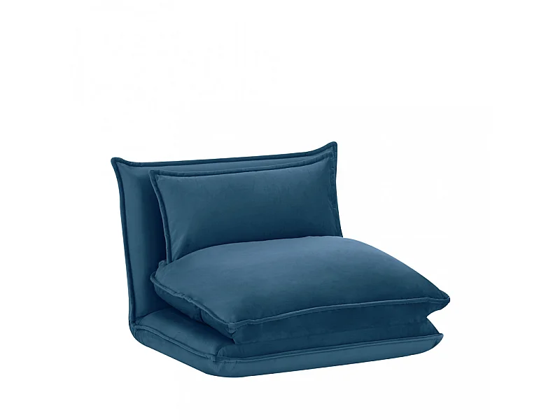 Nala - Chauffeuse convertible 1 place en velours - Bleu foncé