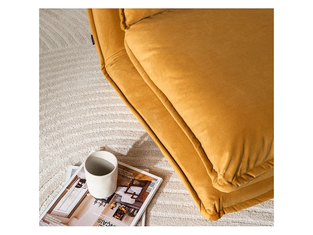 Nala - Chauffeuse convertible 1 place en velours - Jaune moutarde