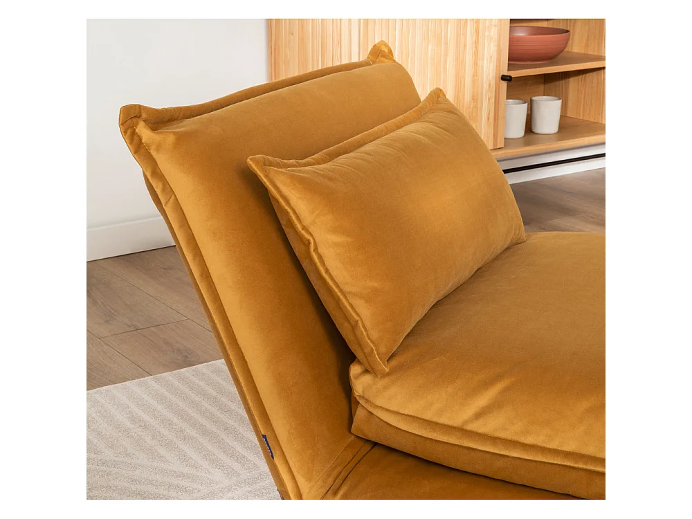 Nala - Chauffeuse convertible 1 place en velours - Jaune moutarde